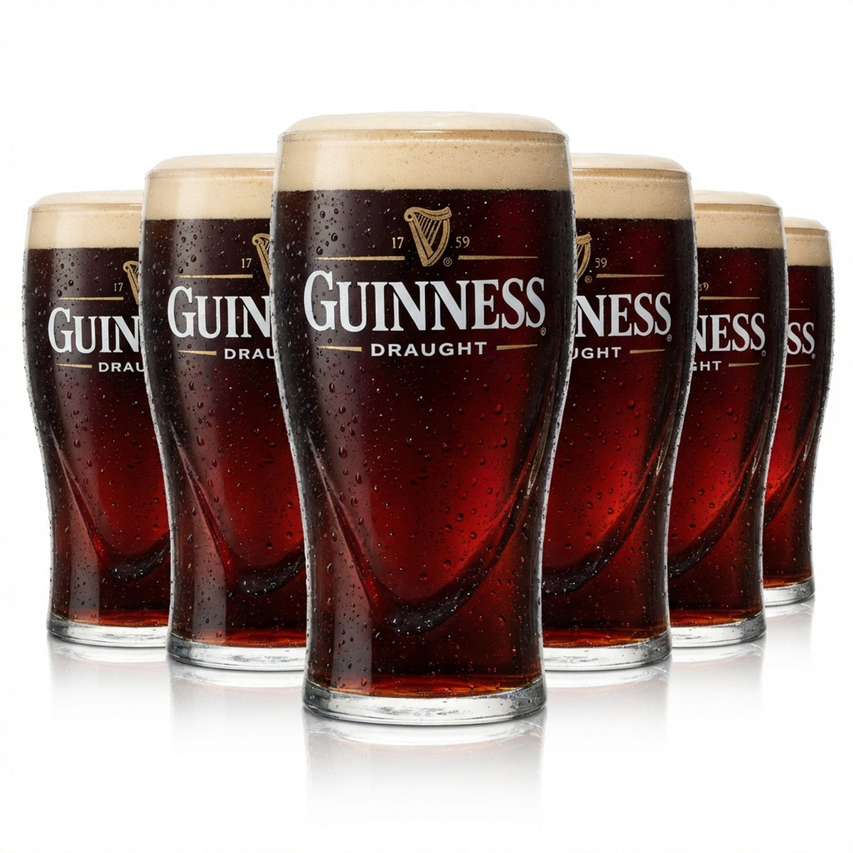 6x Guinness beer glass 0.3l Sahm Draught