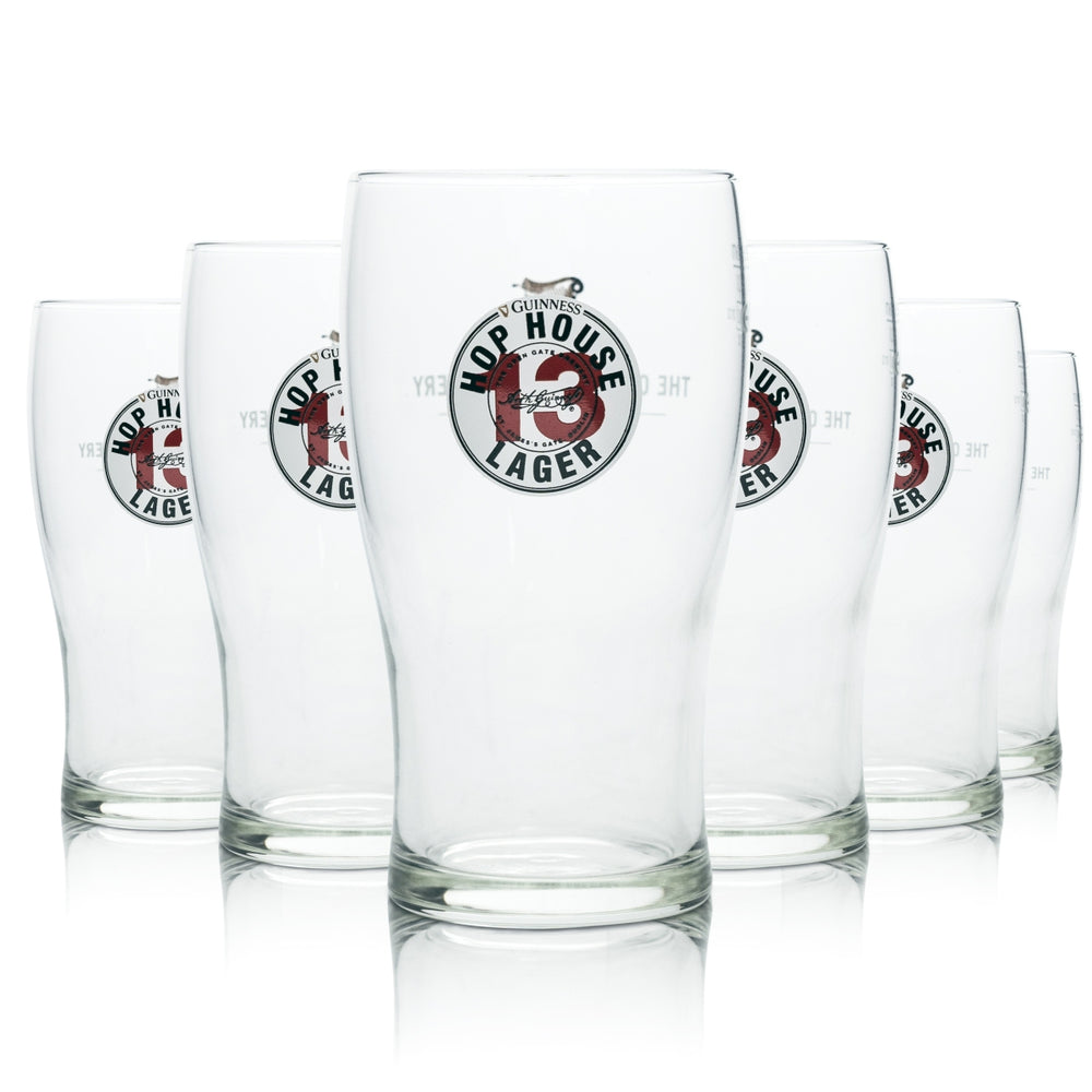6x Guinness Hop House 13 beer glass 0.3l Sahm lager glasses mug pint tulip