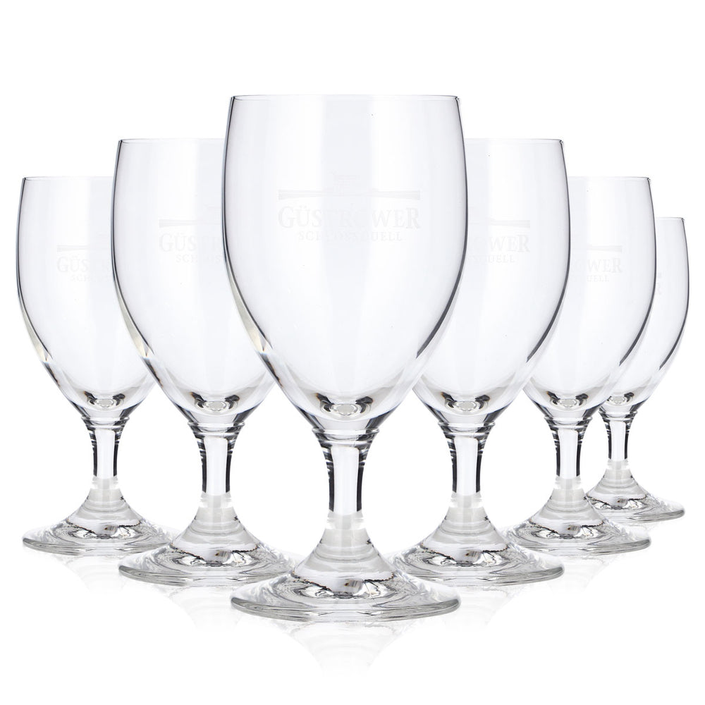 6 Güstrow Water Glasses, 0.18 L, Goblet-Shaped, Schlossquell Tulip Beer Glasses