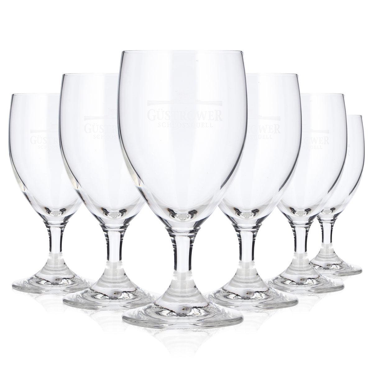 6 Güstrow Water Glasses, 0.18 L, Goblet-Shaped, Schlossquell Tulip Beer Glasses