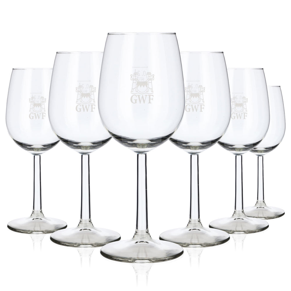 6 GWF Frankenwein Wine Glasses, Stemmed, 0.20 L, Silver Logo, Bouquet (Set of 6)