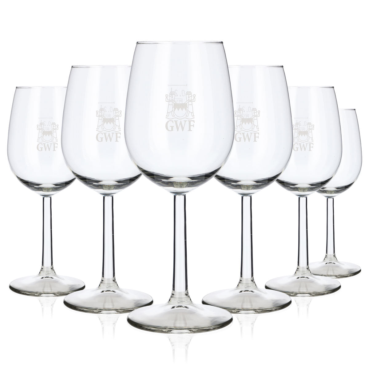 6 GWF Frankenwein Wine Glasses, Stemmed, 0.20 L, Silver Logo, Bouquet (Set of 6)