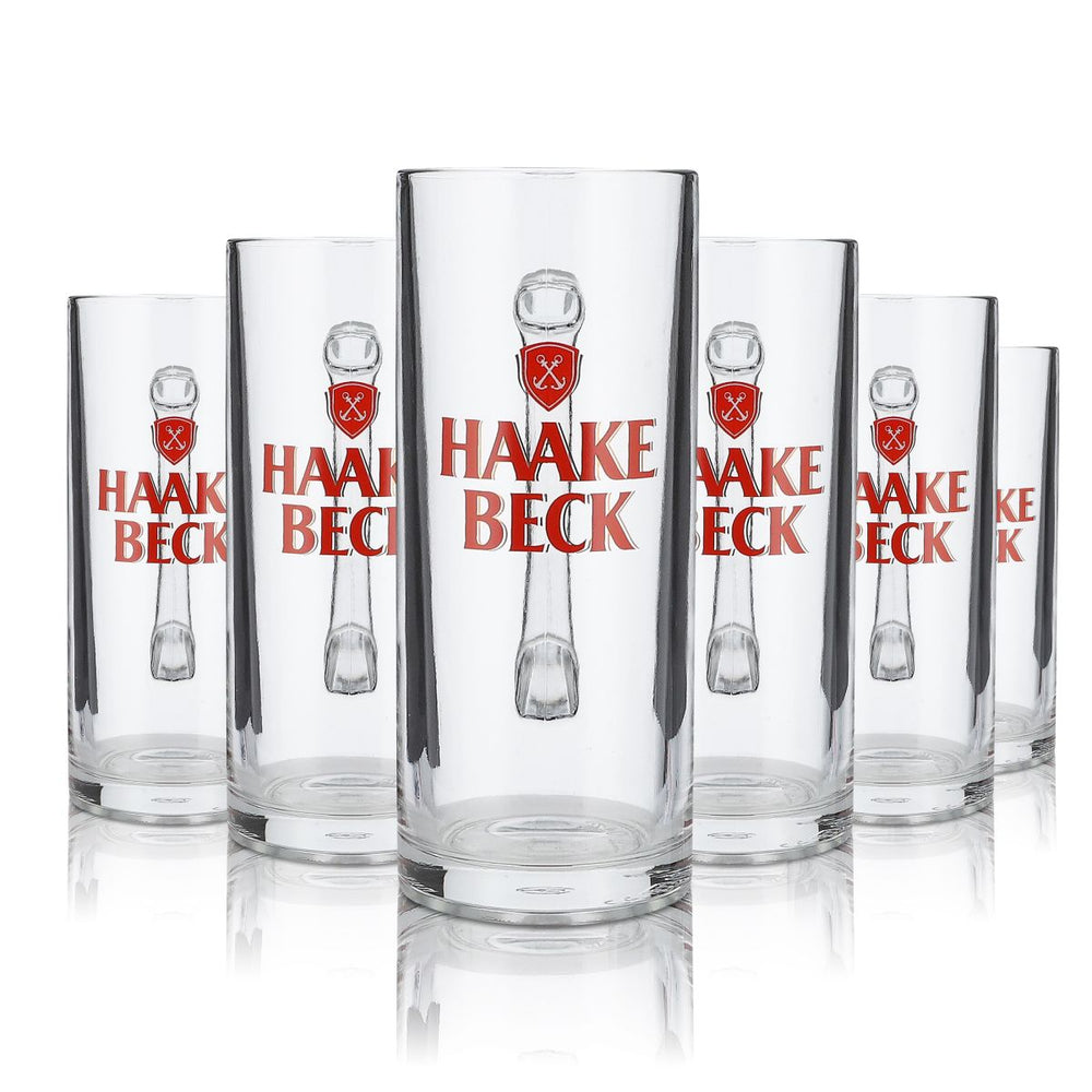 6x Haake Beck Glass 0.3l Beer Mug Beer Steek Mug Glass Set Brewery Gastro