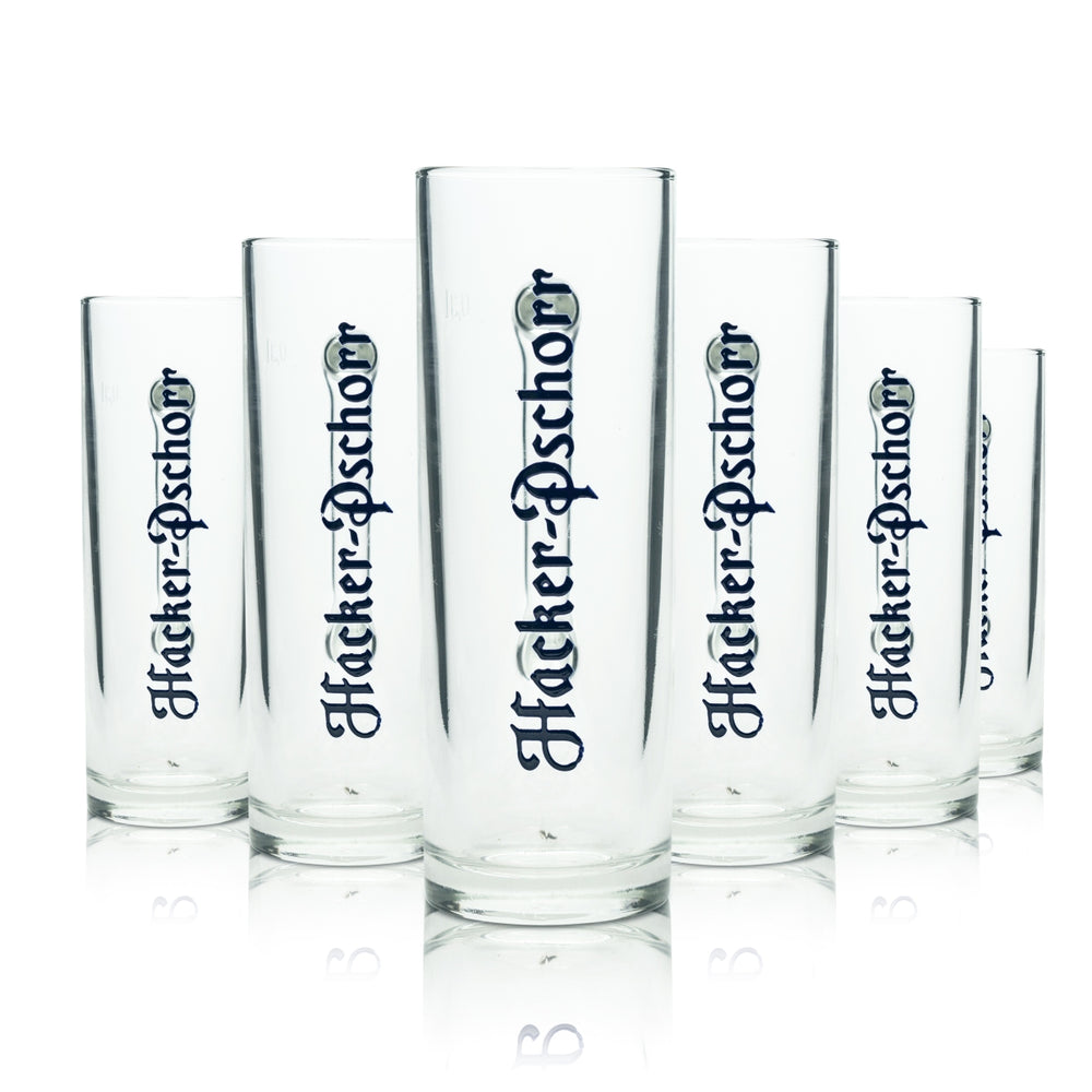 6x Hacker Pschorr beer glass 0.3l mug Sahm Seidel handle glasses lettering Beer