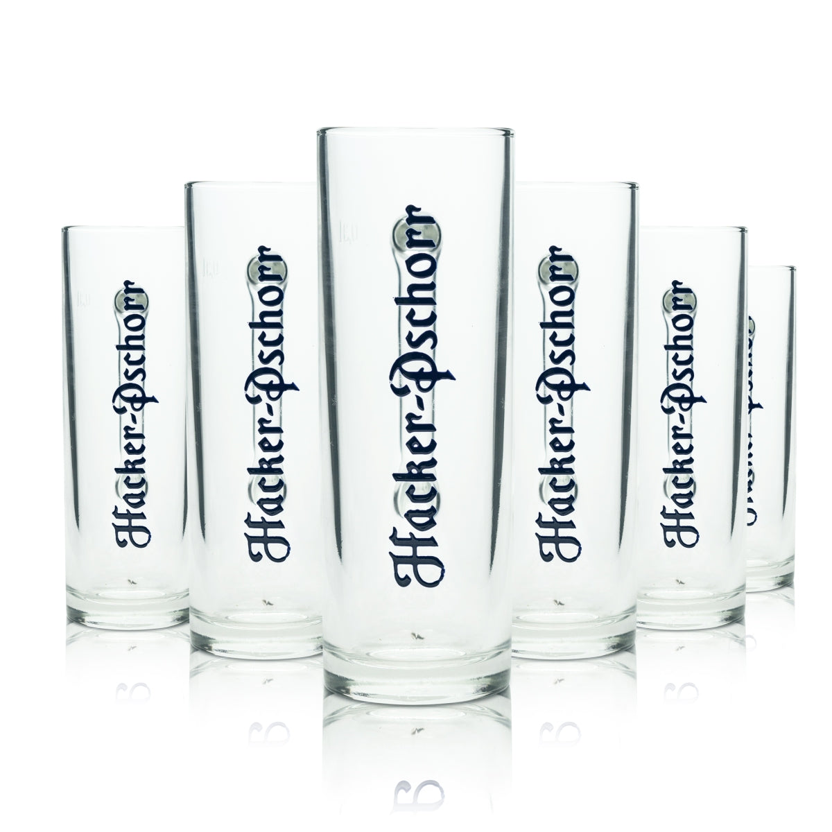 6x Hacker Pschorr beer glass 0.3l mug Sahm Seidel handle glasses lettering Beer