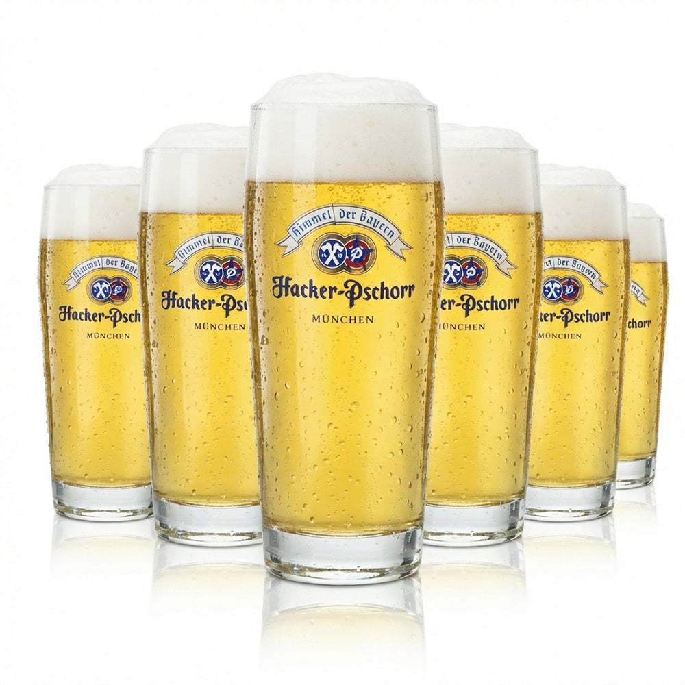 6x Hacker Pschorr Beer Glass 0.5l Willi Mug Heaven of Bavaria Beer Glasses