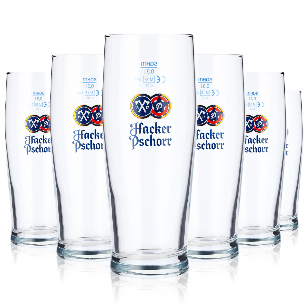 6x Hacker Pschorr beer glasses, 0.3 l mugs, Sahm blue logo – View 5