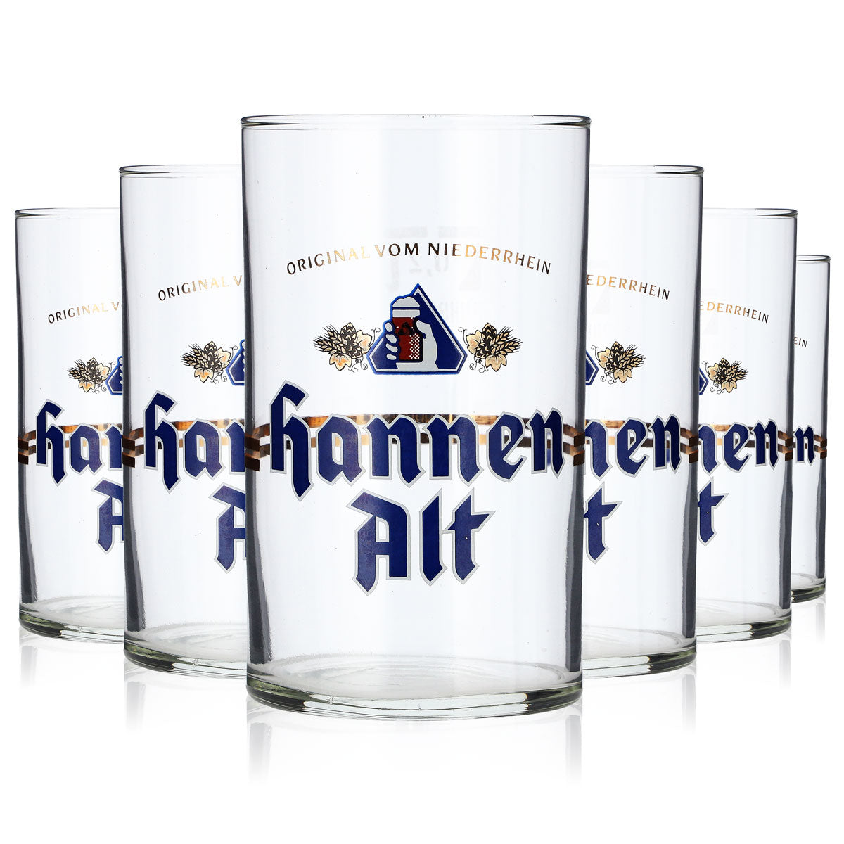 6x Hannen Alt Beer Glass 0.2l Mug Stripes and Hand in Logo sahm – View 5