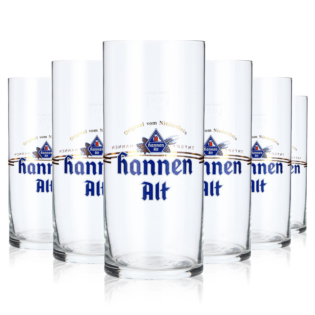 6x Hannen Alt Beer Glass Mug 0.3l small logo Relax with Hannen