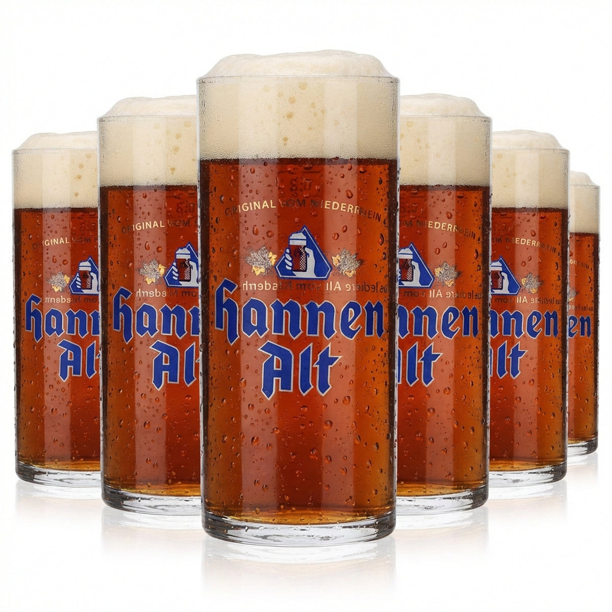 6x Hannen Alt Beer Glass Beer Glasses Stem Glass 0.3l Mug