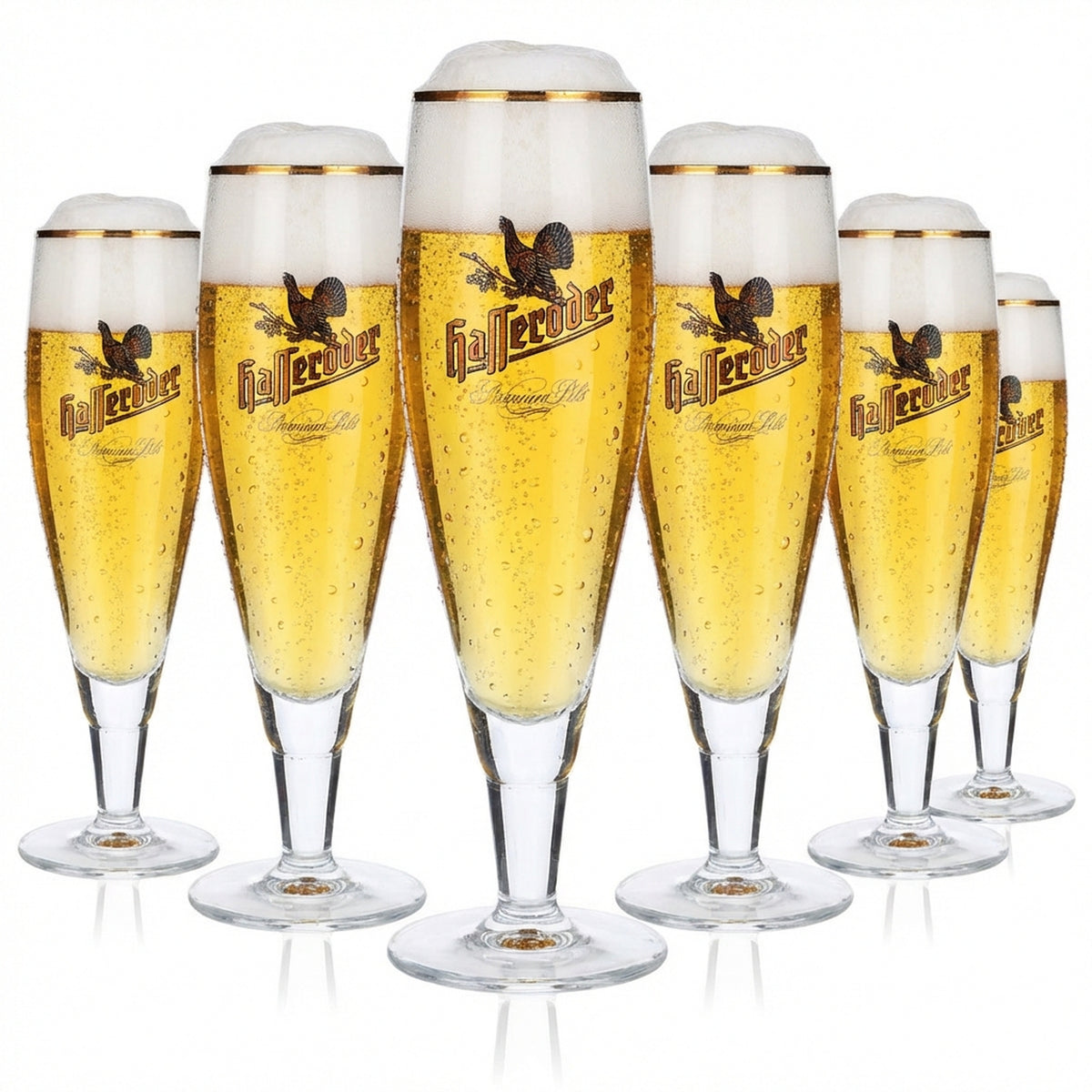 6x Hasseröder beer glass trophy glasses 0.2l gold rim Alegro trophy long Ritzenhoff