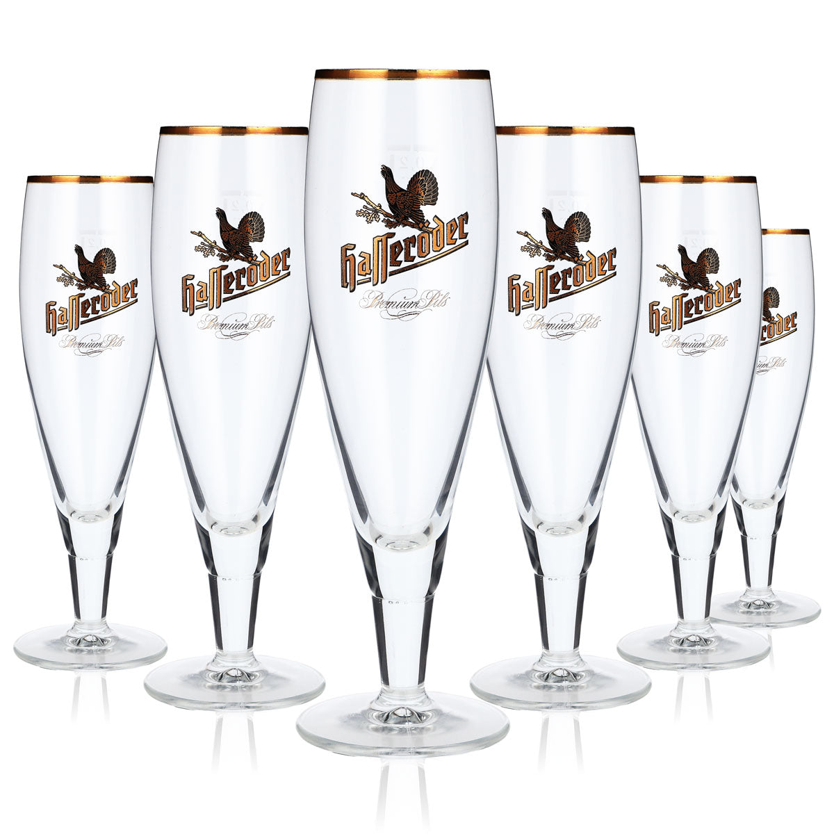 6x Hasseröder beer glass trophy glasses 0.2l gold rim Alegro trophy long Ritzenhoff – View 5