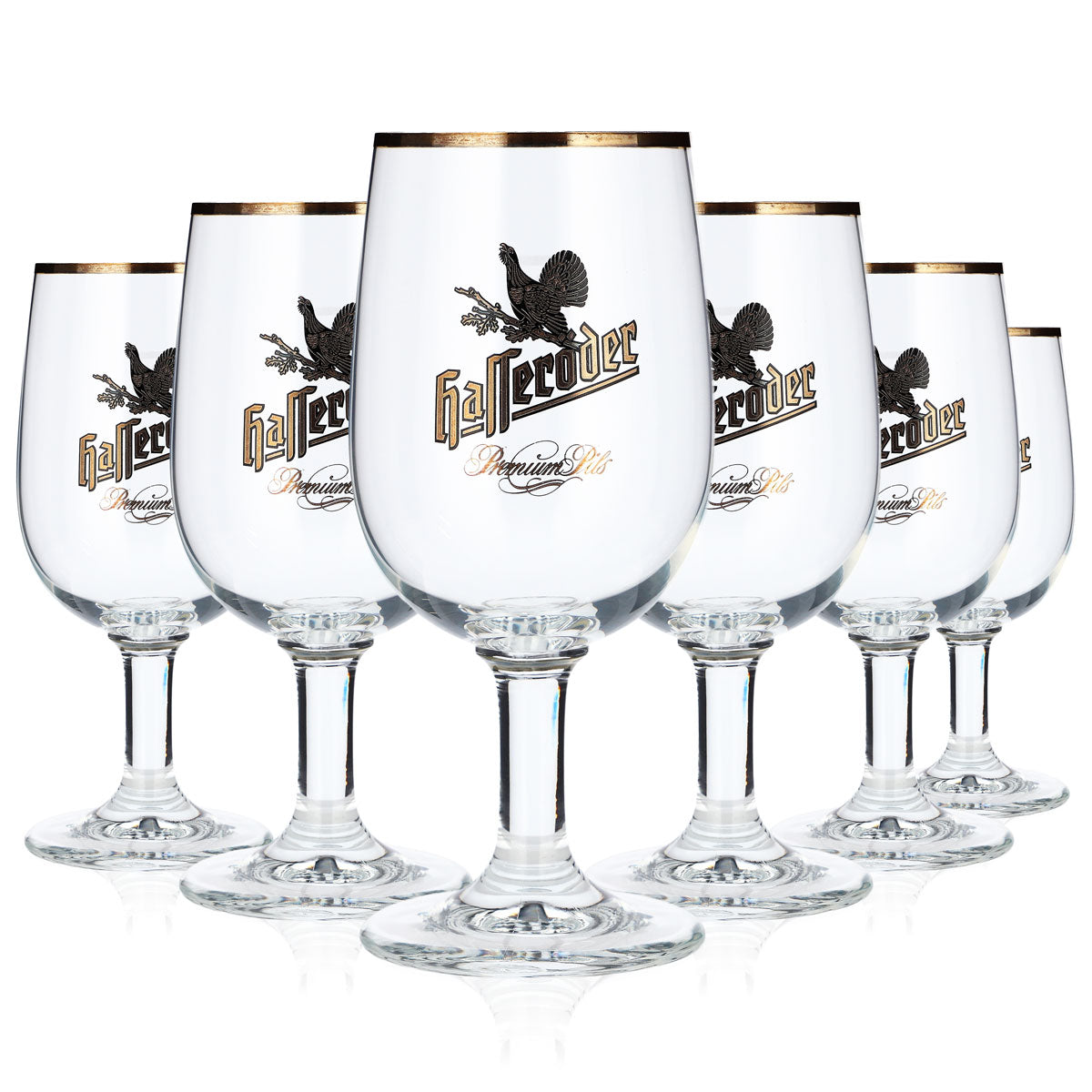 6x Hasseröder beer glass goblets, 0.2 l, gold rim, "Premium Pils," Ritzenhoff – View 5