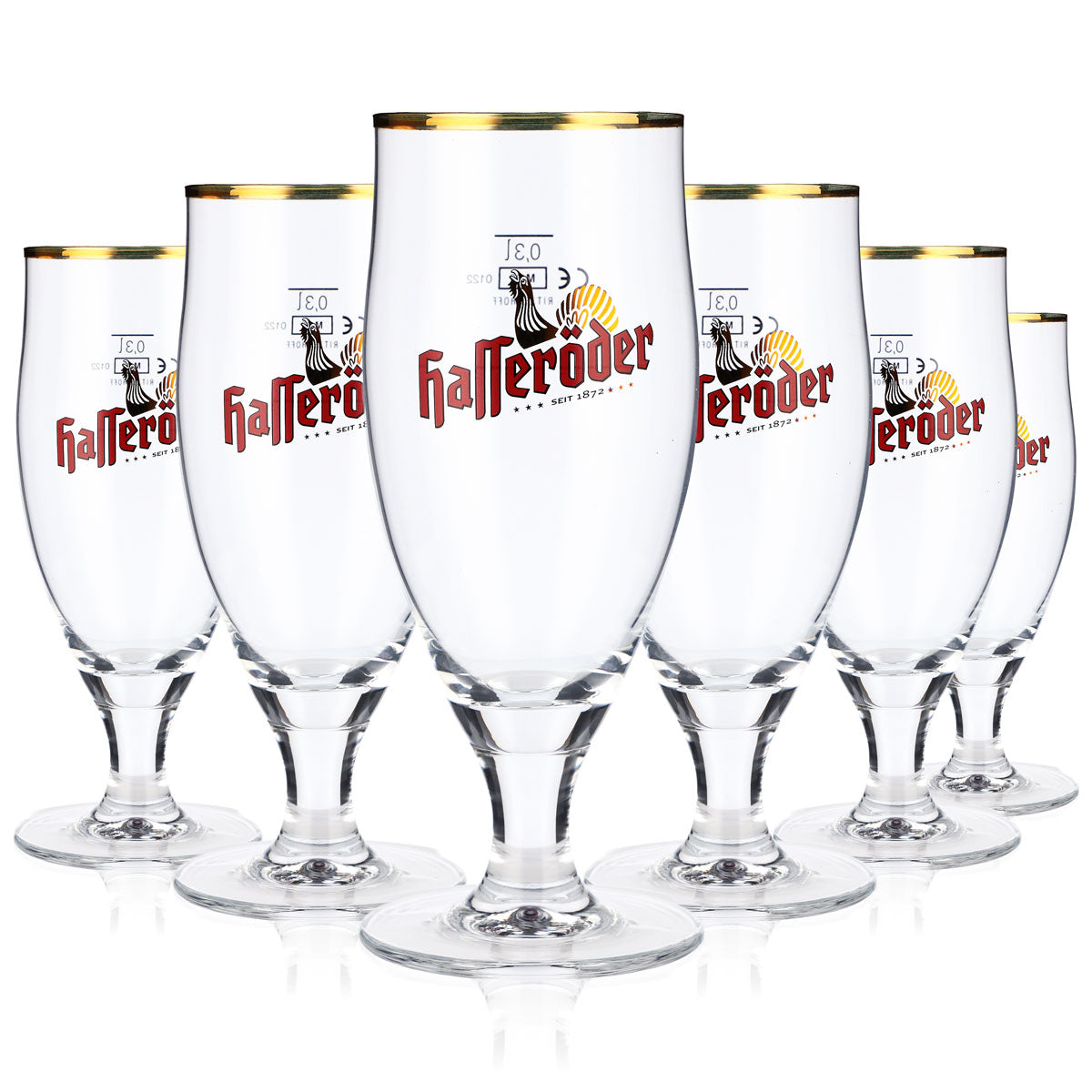 6x Hasseröder beer glasses Glass beer glasses 0.3 l Goblet Gold rim Ritzenhoff – View 2