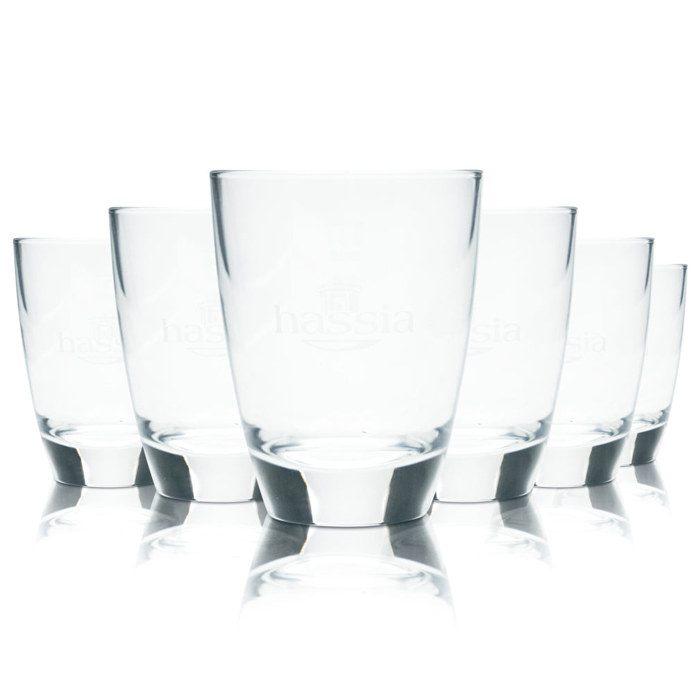 6x Hassia glass 0.2 l cup mineral spring water sparkling glasses, calibrated for catering use