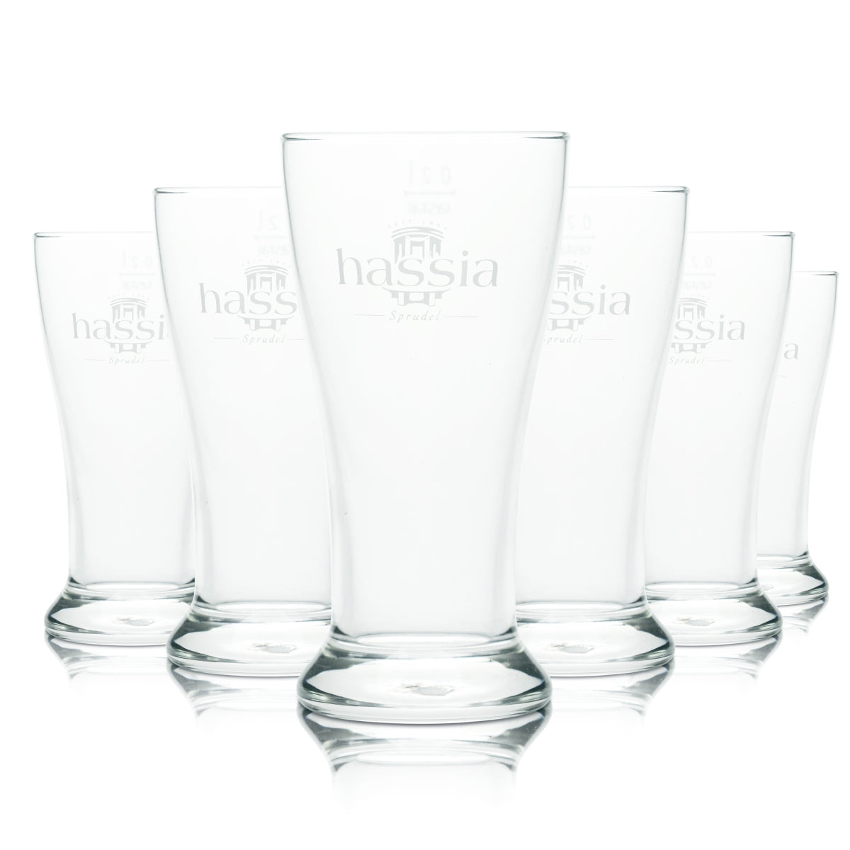 6x Hassia Glass 0.2l Cup Glasses Mineral Water Sparkling Soda Gastro Oak