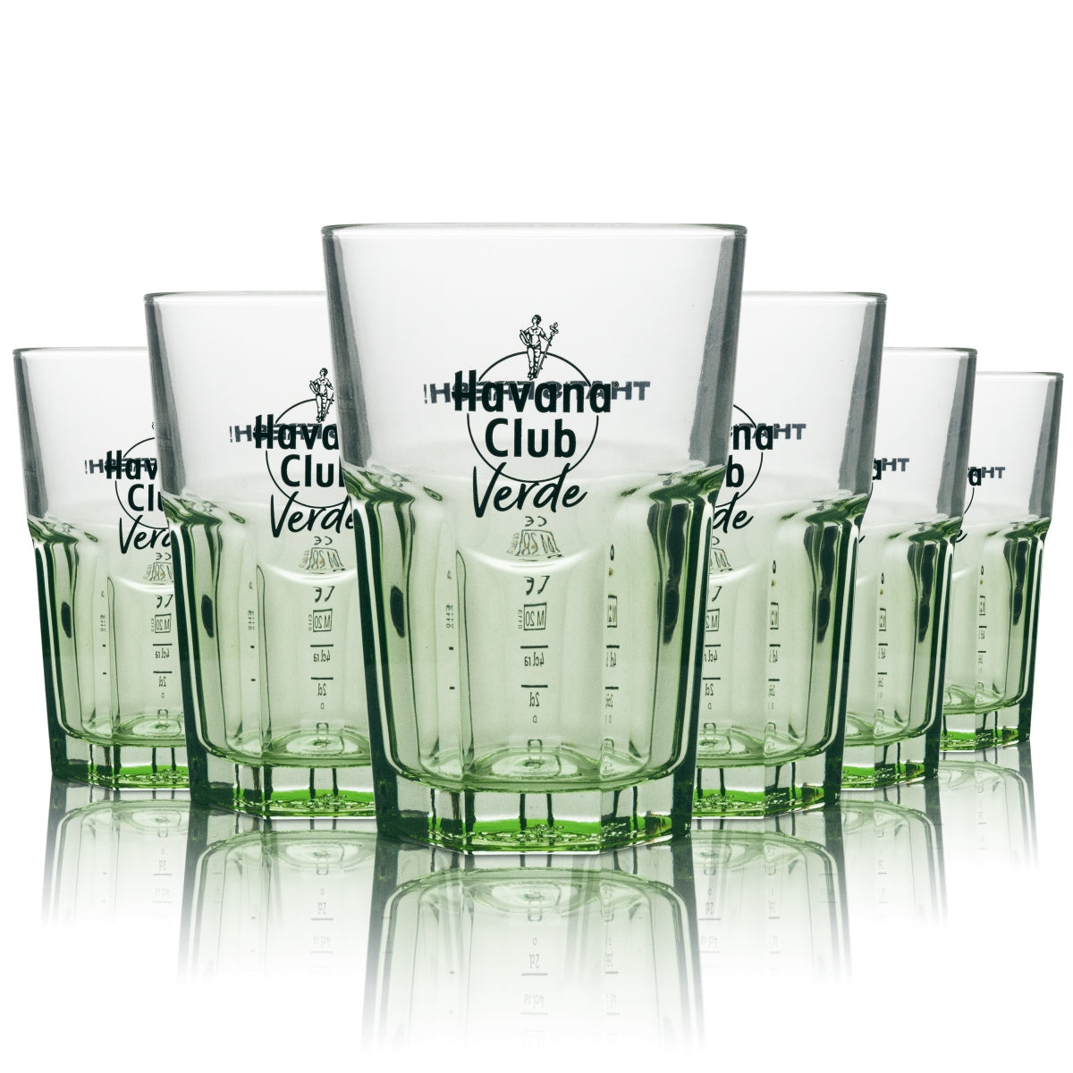 6x Havana Club Verde 0.34l long drink cocktail glasses, calibrated, catering, Libre