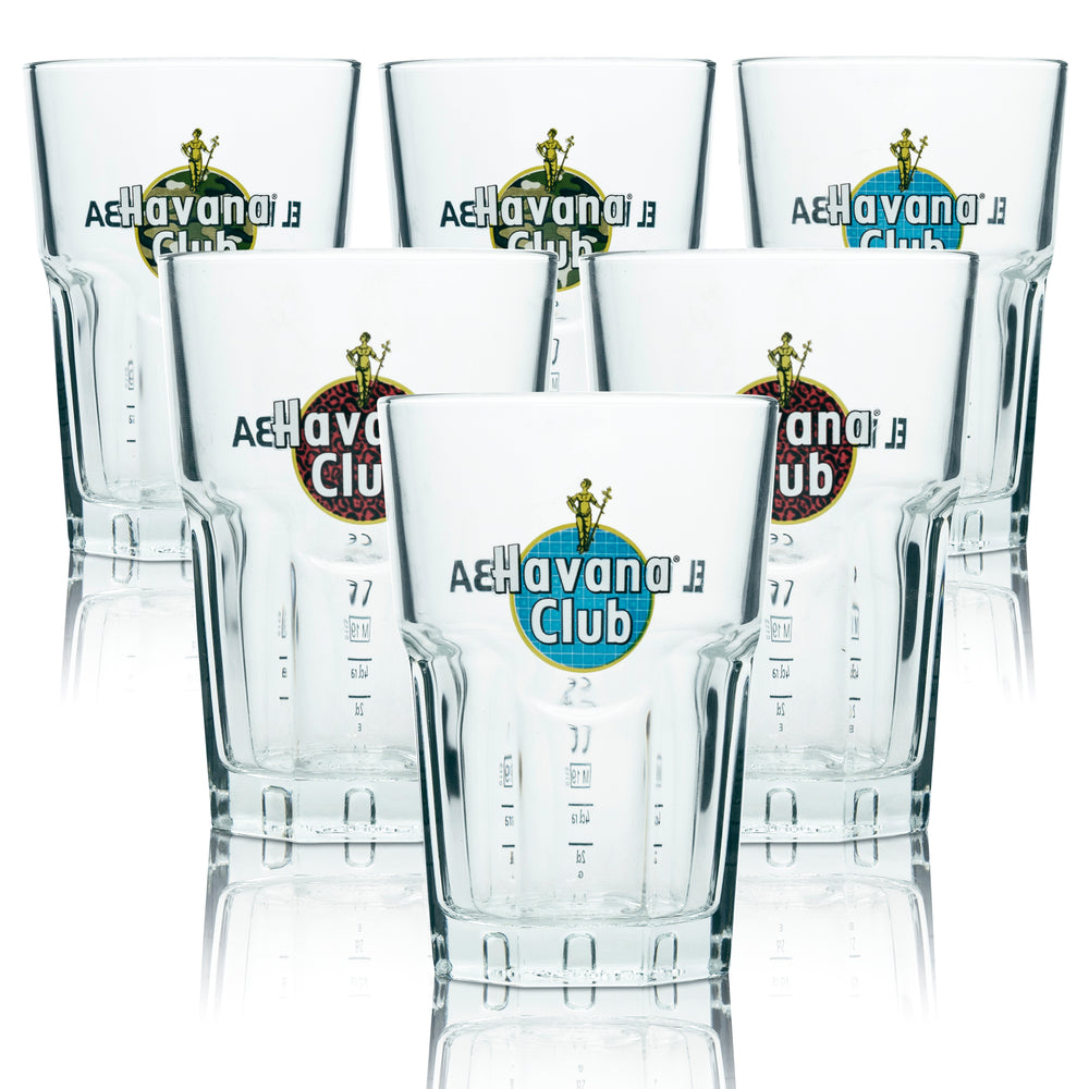 6x Havana Glass 0.34l Long Drink Glass Set Tiger Mixed Limited Special Edition