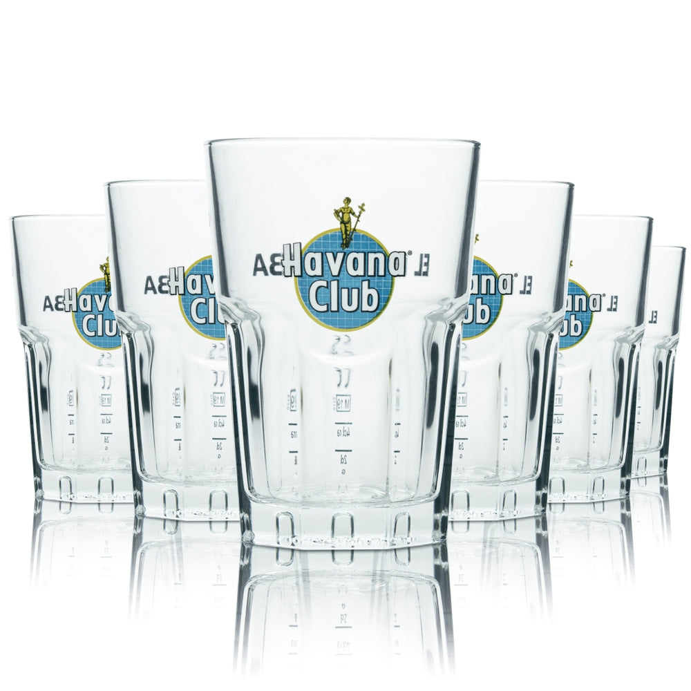 6x Havana Tiger Glass 0.34l Limited Special Edition Long Drink Tumbler Glass Set Blue
