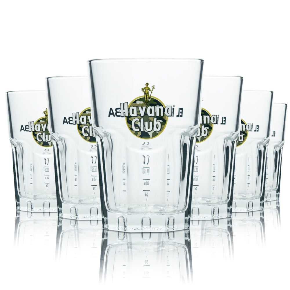 6x Havana Tiger Glass 0.34l Limited Special Edition Long Drink Glasses Camouflage