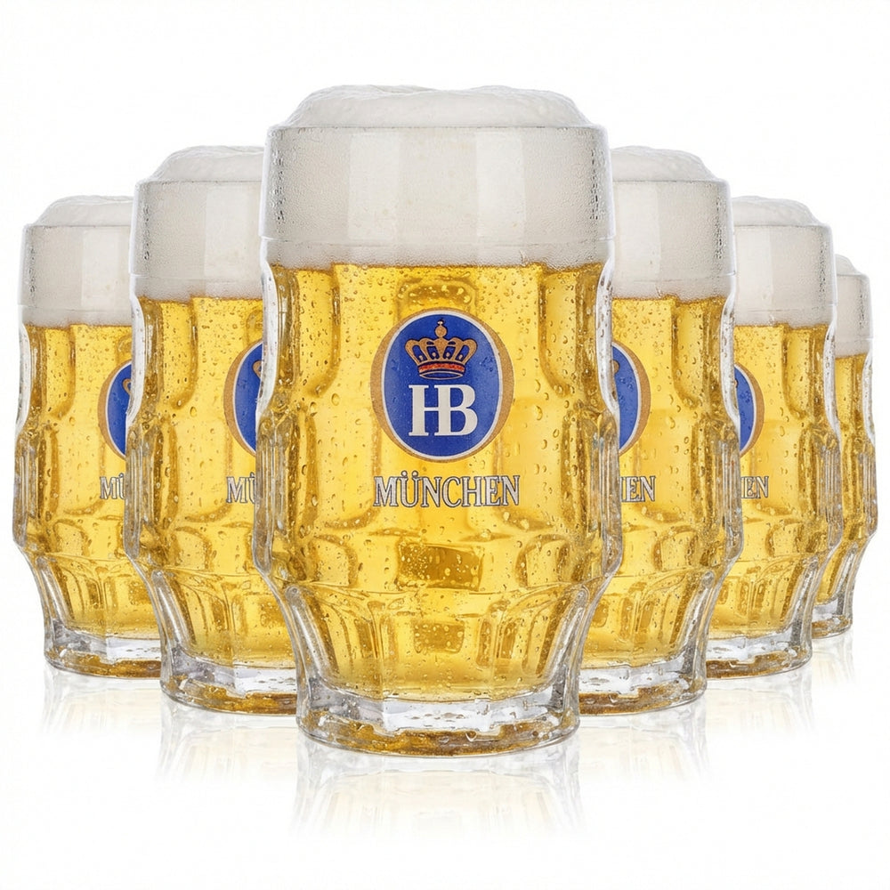 6x HB Munich glass 0.3l beer mug contour glass tankard Seidel glasses set brewery