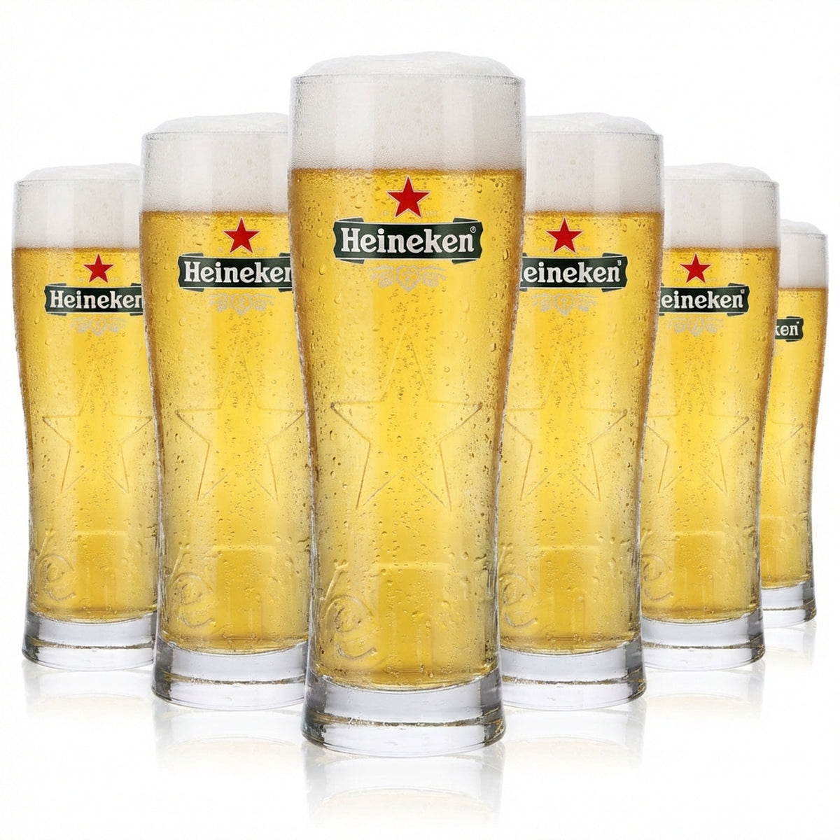 6x Heineken Beer Glass 0.3l "Star" Glasses Beer Glasses Relief Mug/Cup ARC