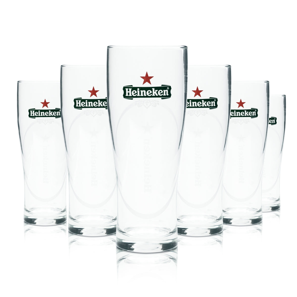 6x Heineken 0.5l beer mug glasses, calibrated, Beer NL
