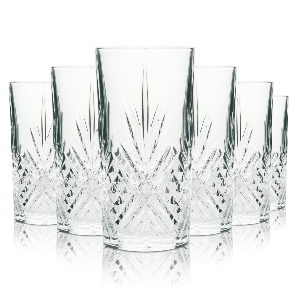 6x Hendricks Glass 0.3l Gin and Tonic Long Drink Relief Crystal Cocktail Glasses, Premium Quality