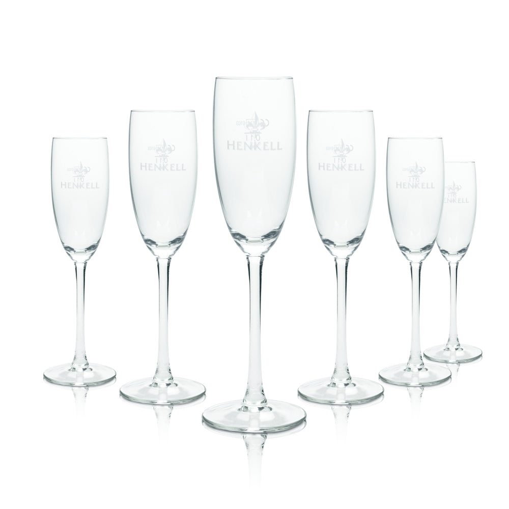6x Henkell sparkling wine glasses, 0.1 l, flute stem glasses, oak, tulip shape, Prosecco bar