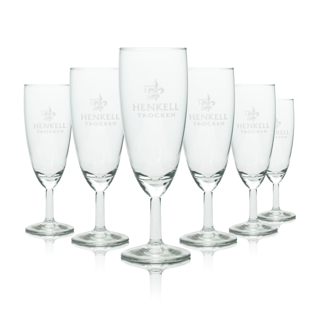 6x Henkell Dry Sparkling Wine Glass Flute 0.1l Glasses Champagne Goblet Prosecco Cup