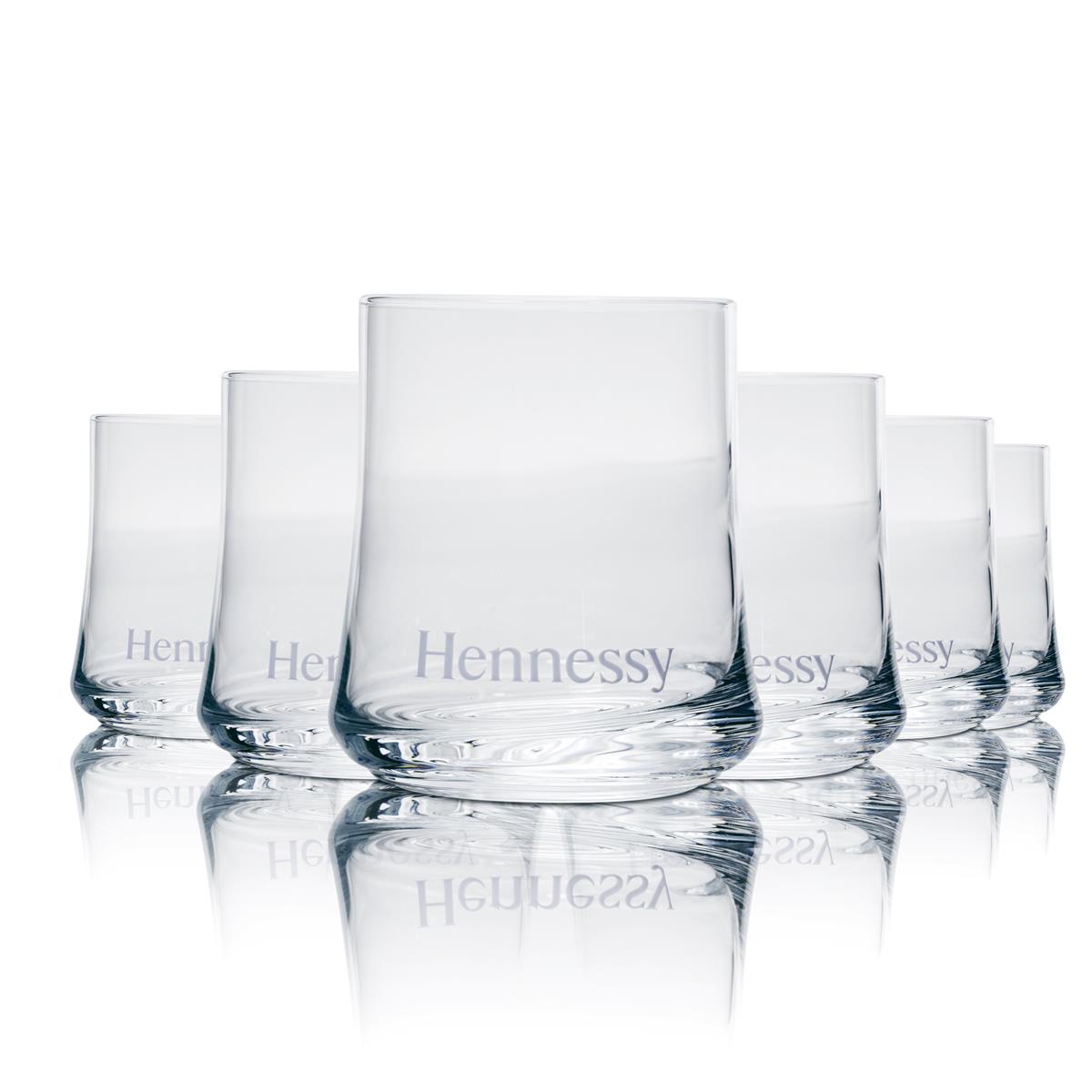 6x Hennessy Whiskey Glass Tumbler Thin Glass