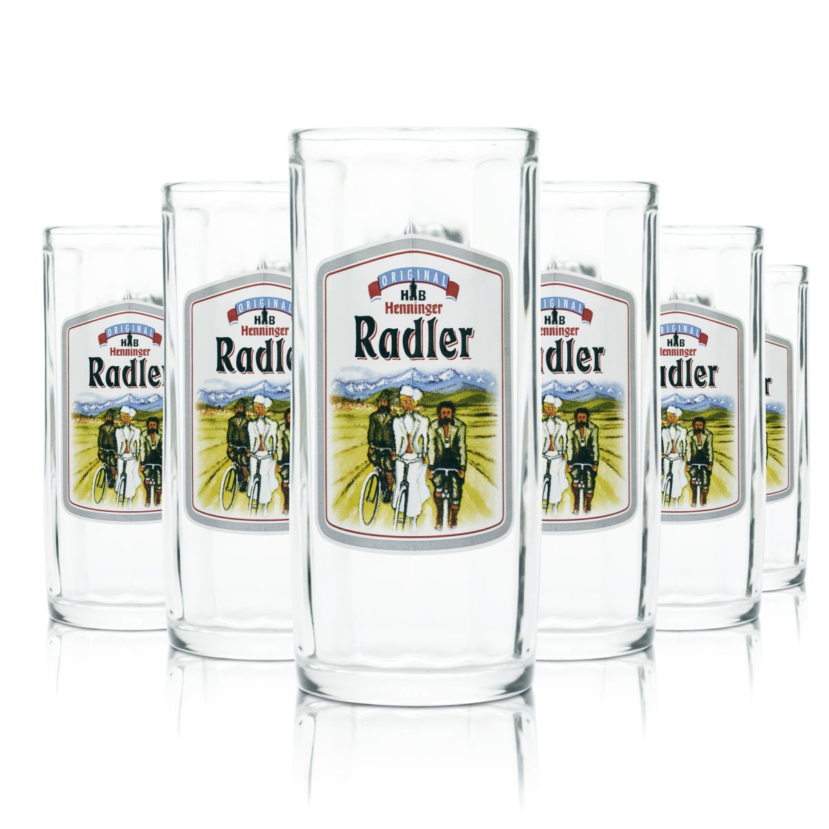 6x Henninger Glass 0.3l Radler Beer Mug Humpen Seidel Glasses Kaiser Pils Export