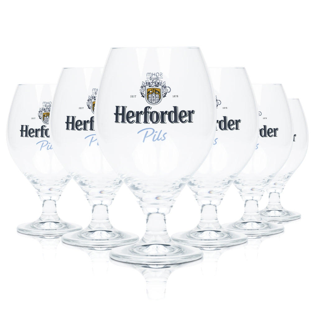 6x Herforder beer glass 0.4l trophy pilsner glasses tulip balloon stemmed glass brewery