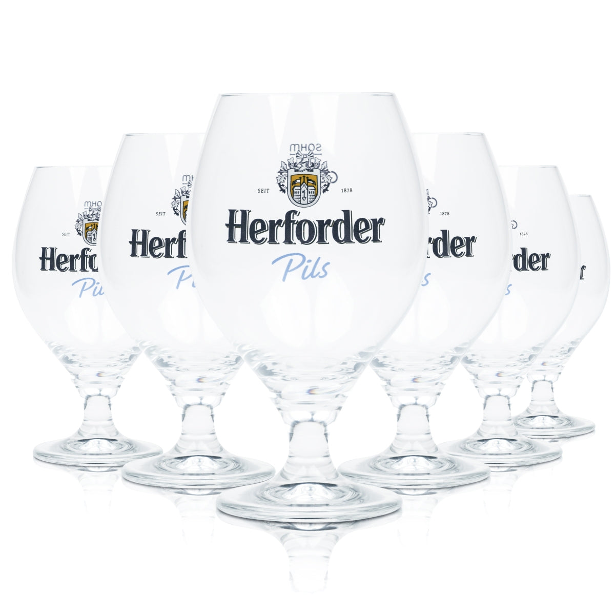 6x Herforder beer glass 0.4l trophy pilsner glasses tulip balloon stemmed glass brewery