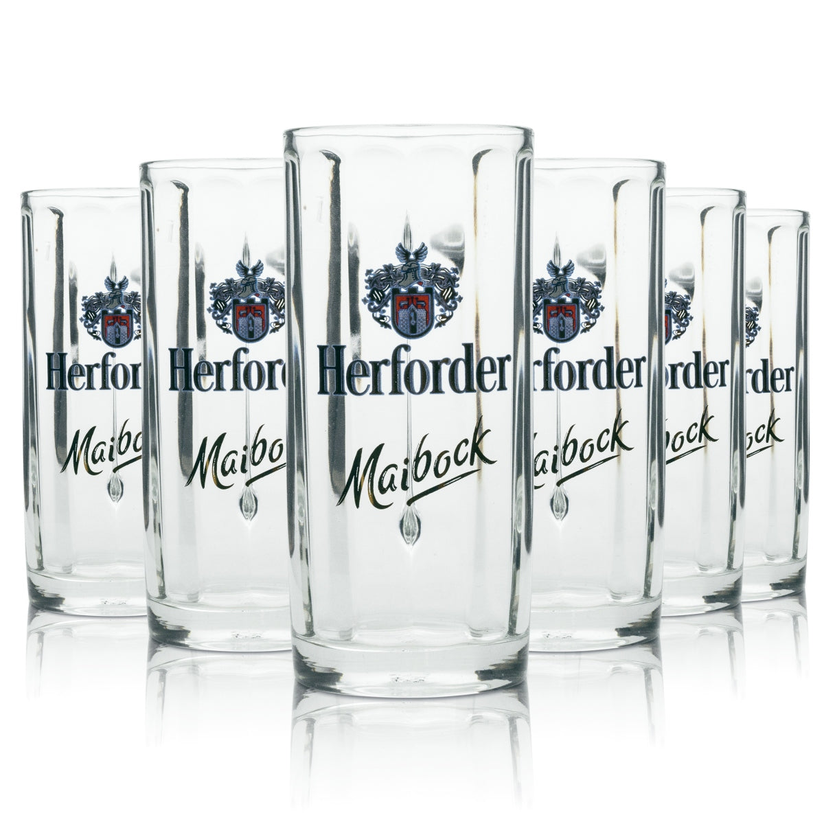 6x Herforder Beer Glass Mug Maibock 0.2l Sahm