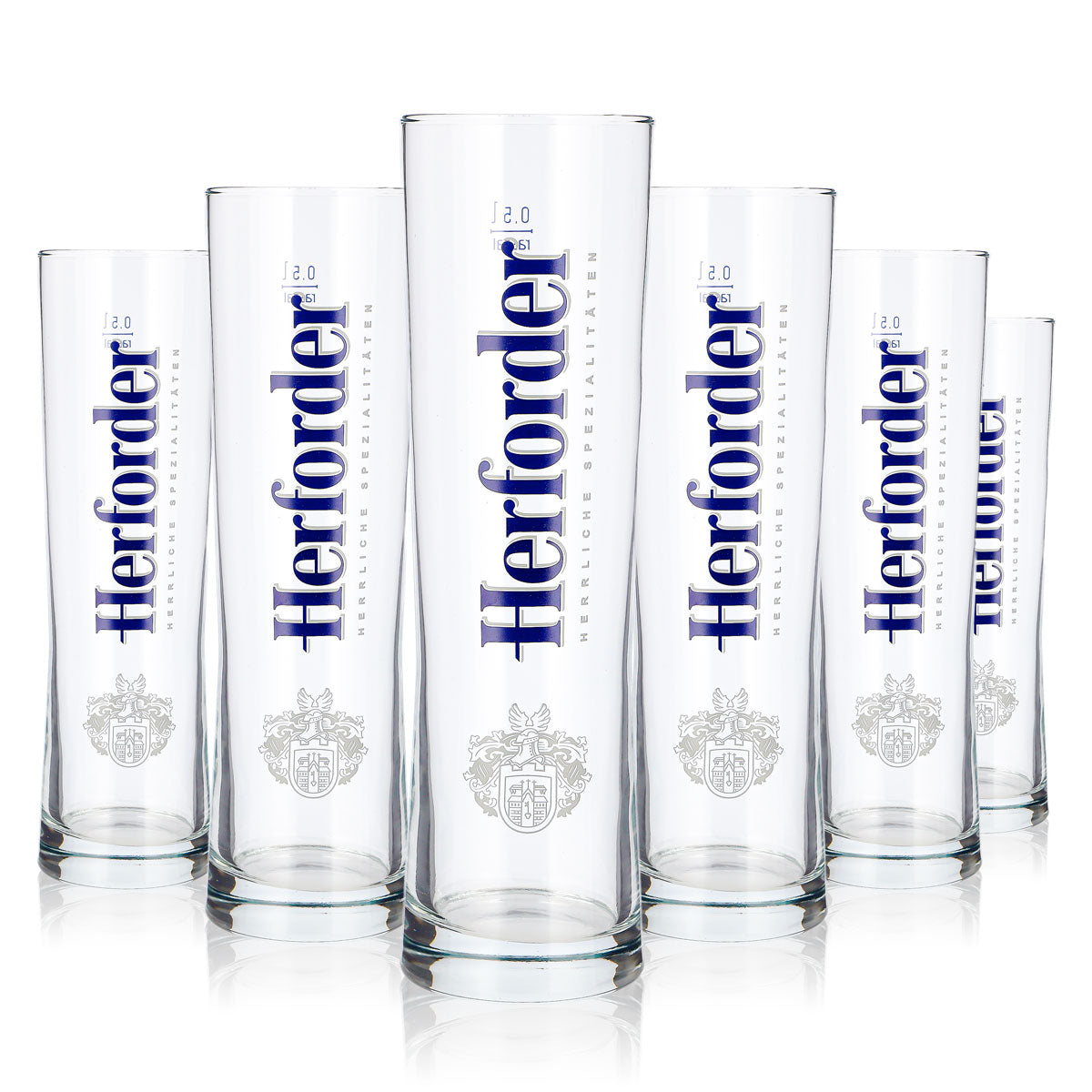 6 Herforder Brewery Beer Glasses, 0.5 L, Blue Logo, Rastal Kölsch (Set of 6)