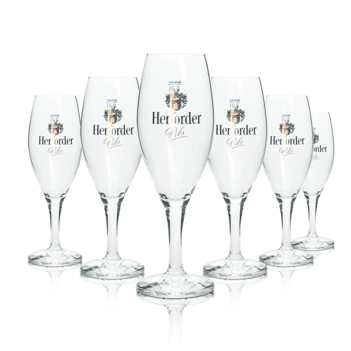 6x Herforder Pils beer glass 0.3l Imperia Sahm tulip glasses with stem