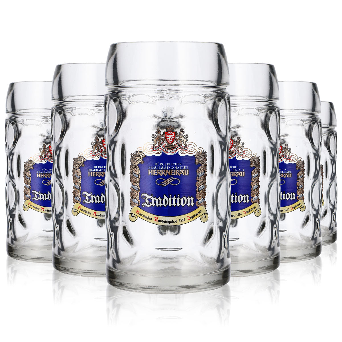 6x Herrnbräu beer glass mug beer mug 0.5l "Tradition" blue Stölzle – View 7