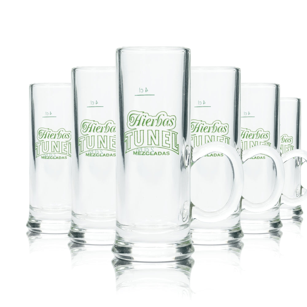 6x Hierbas Tunel liqueur glass 4cl shot glass with handle, Mallorca
