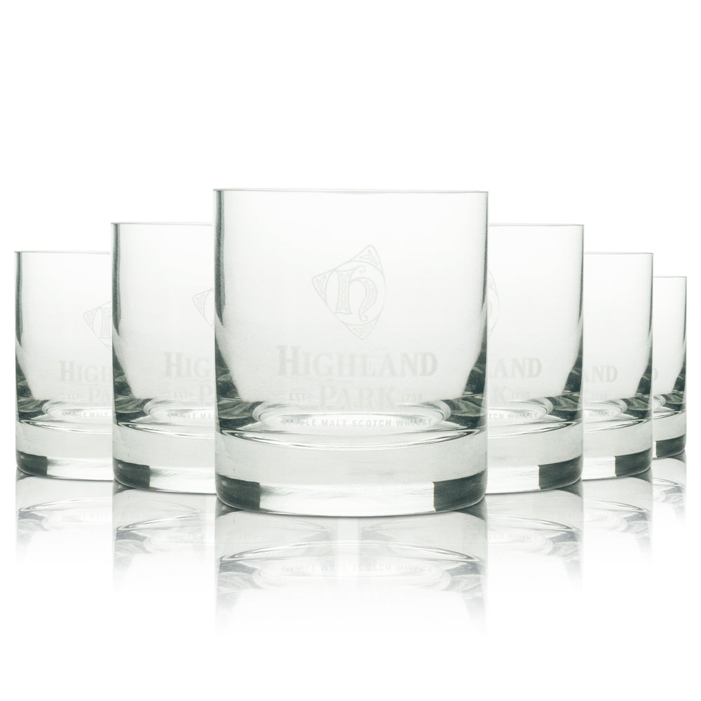 6x Highland Park Whiskey Glass Tumbler Logo White 4cl Mäser