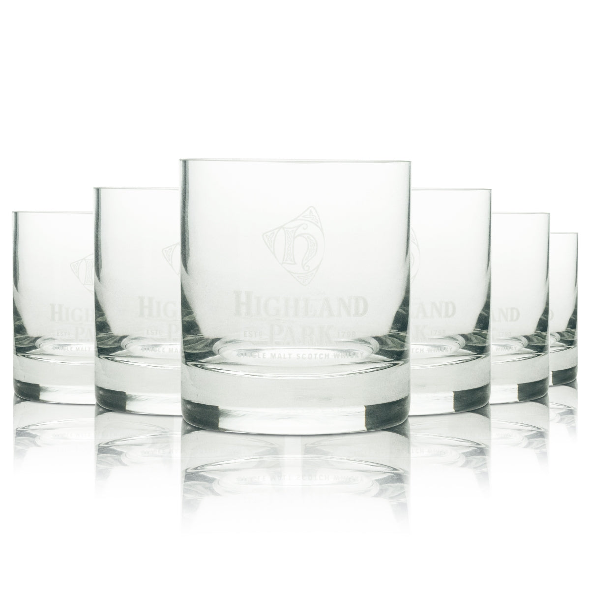 6x Highland Park Whiskey Glass Tumbler Logo White 4cl Mäser