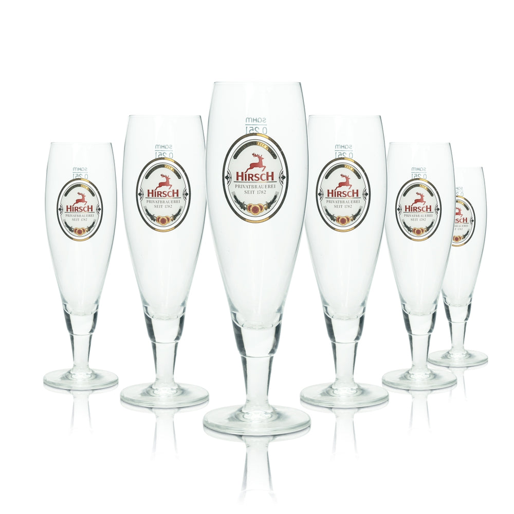 6x Hirsch Bräu beer glass 0.25l Alba Pokal Pils glasses Tulip stem glass Beer Bar