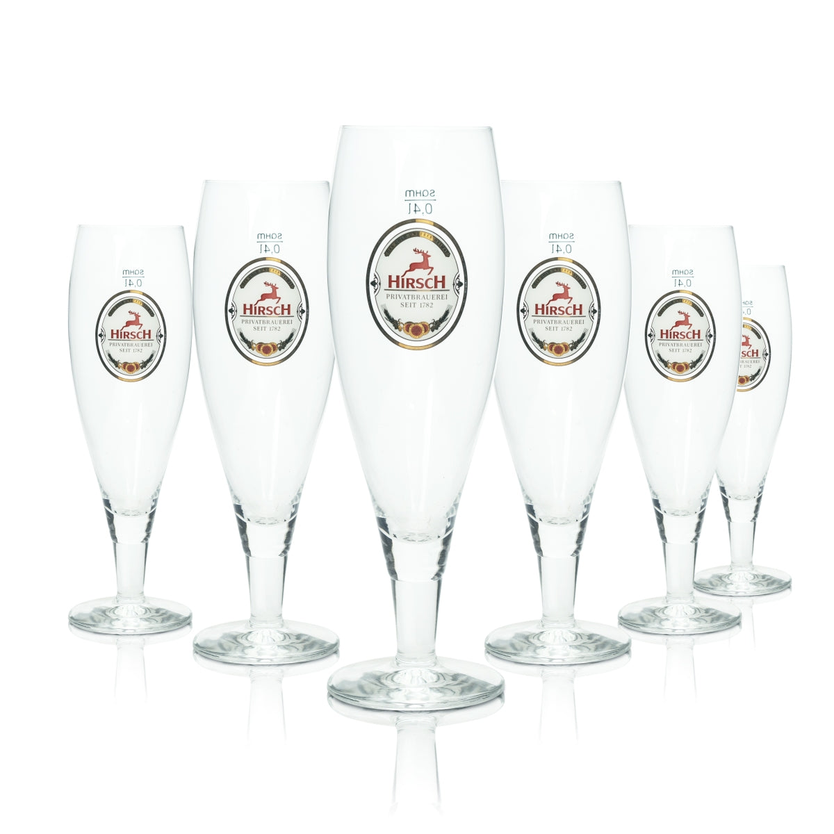 6x Hirsch Bräu Beer Glass 0.4l Pilsner Goblet Sahm Glasses Brewery Tulip Export Beer
