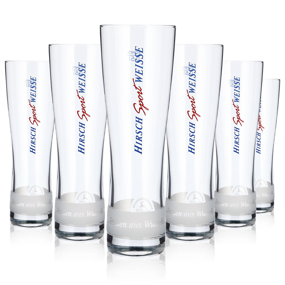 6x Hirsch Brewery Beer Glass, 0.5 L, "Sport" Wheat Beer Glass, Cream Toronto (Set of 6)