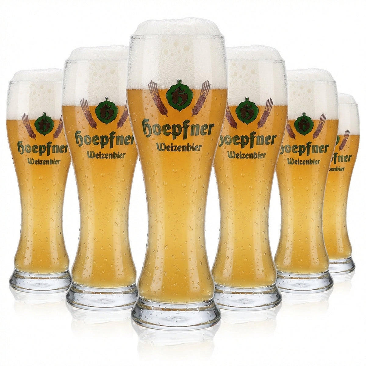 6x Hoepfner beer glass 0.5l wheat beer glass green logo Sahm Walchensee