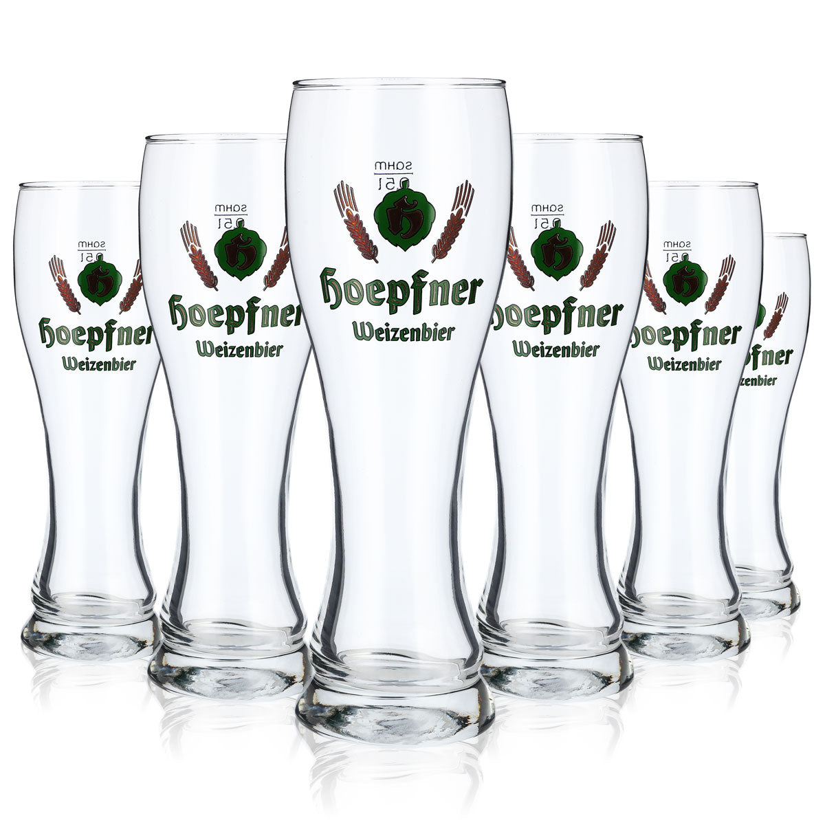 6x Hoepfner beer glass 0.5l wheat beer glass green logo Sahm Walchensee – View 5