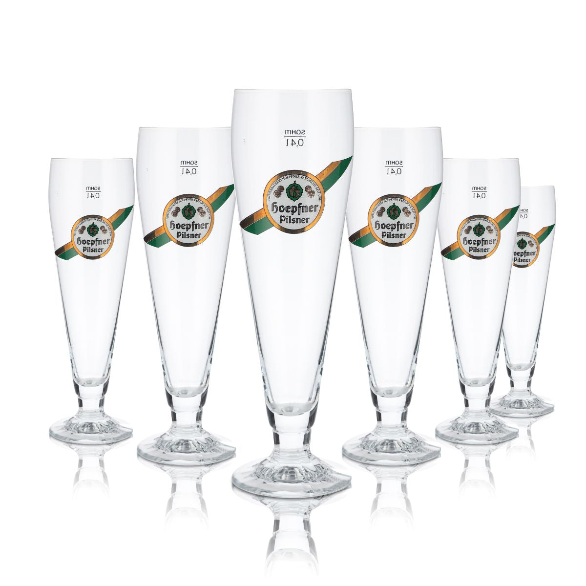 6x Hoepfner Glass 0,4l Goblet Pilsner Tulip Beer Glasses Set Karlsruhe Brewery