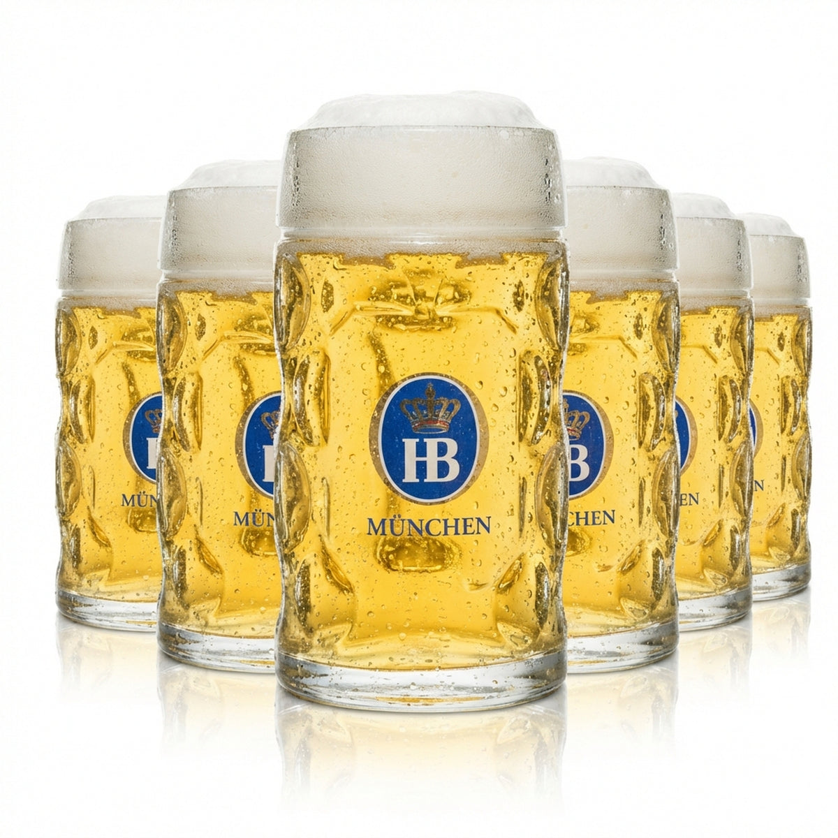 6x Hofbräu Munich Beer Glass 0.5l Mug Isar-Seidel