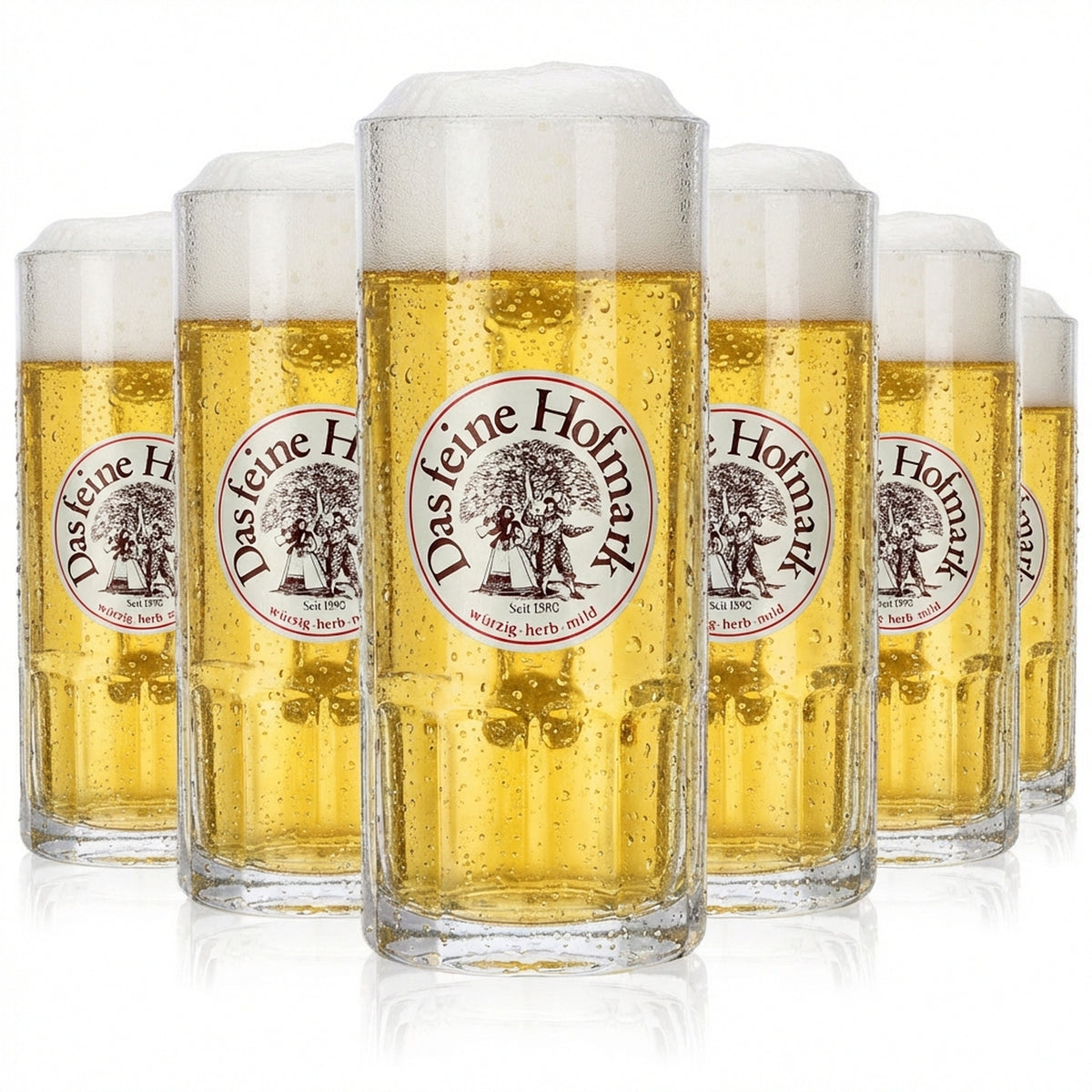 6x Hofmark glass 0.3l beer mug The fine Hofmark tankard mug glass set Brewery