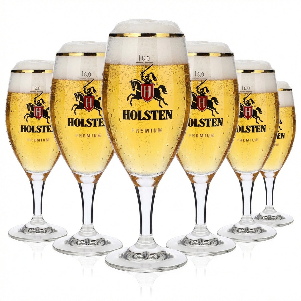 6x Holsten Beer Glass Beer Glasses 0.3l Goblet Premium Gold Rim Ritzenhoff